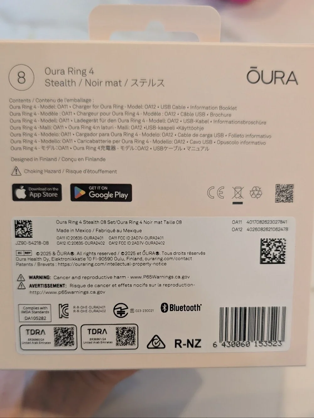 Brand new sealed never opened!OURA Ring 4 Size: 8 Color: Sleath/Black